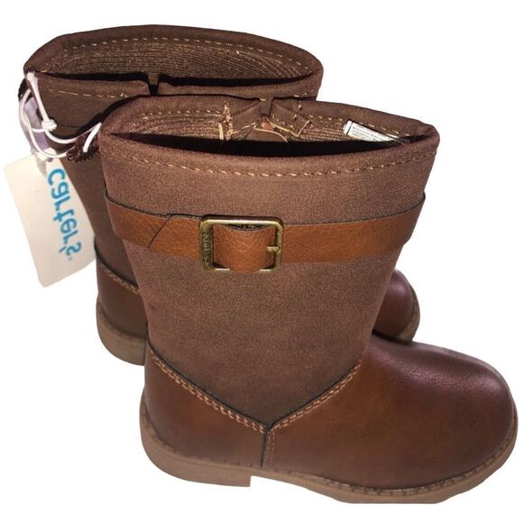 KIDS GIRL’S Carter’s Brown/Khaki BNWT Mid-Calf Boots With Side Buckle. S… - Picture 1 of 7